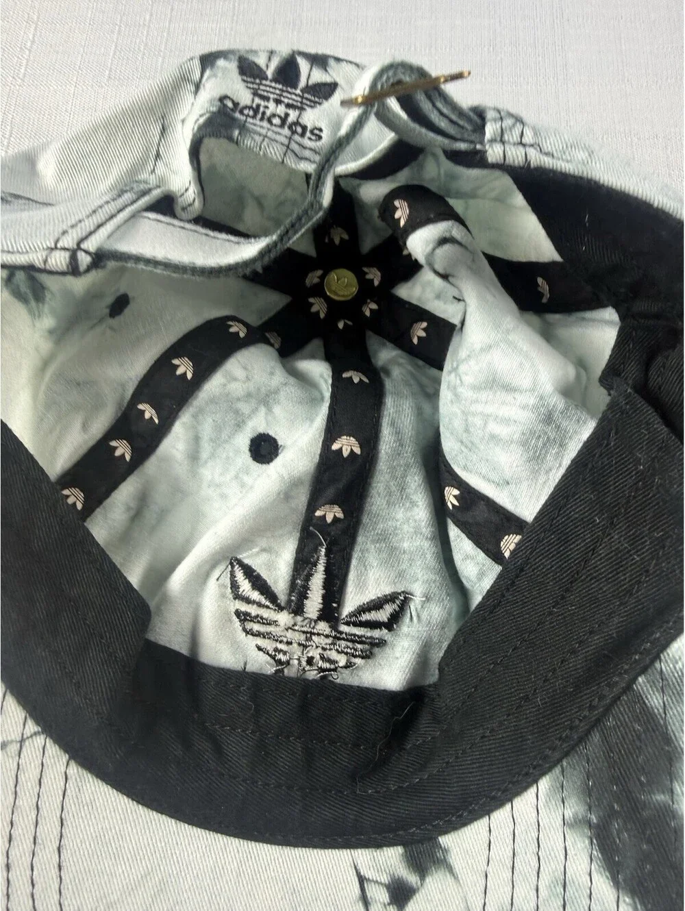 Adidas Originals Tie Dye Trefoil Strapback Hat Cap Black White Women’s OSFA NWT